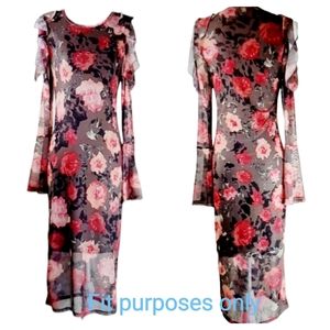 TDC floral mesh Midi Dress